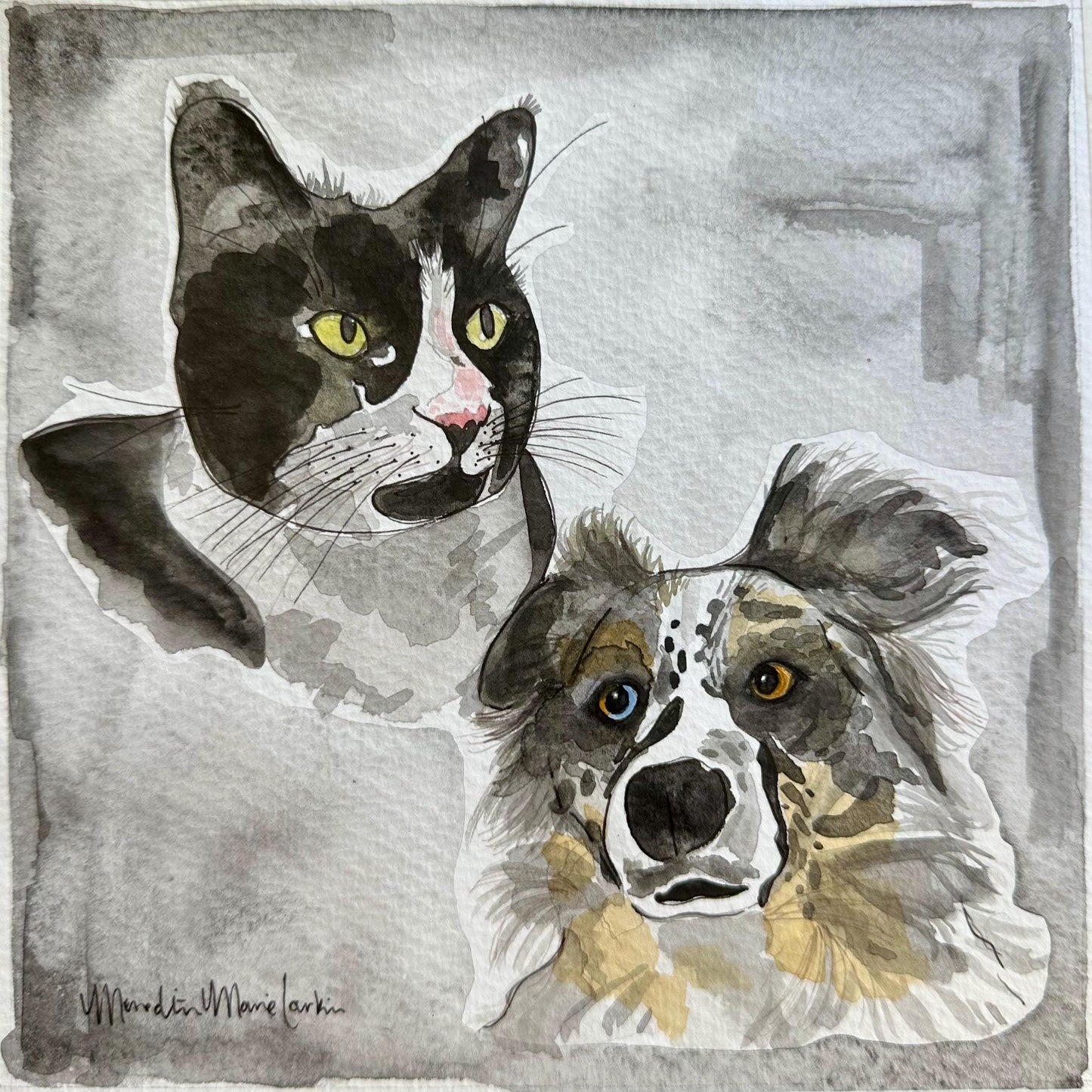 Custom Pet Portrait in Watercolor & Ink