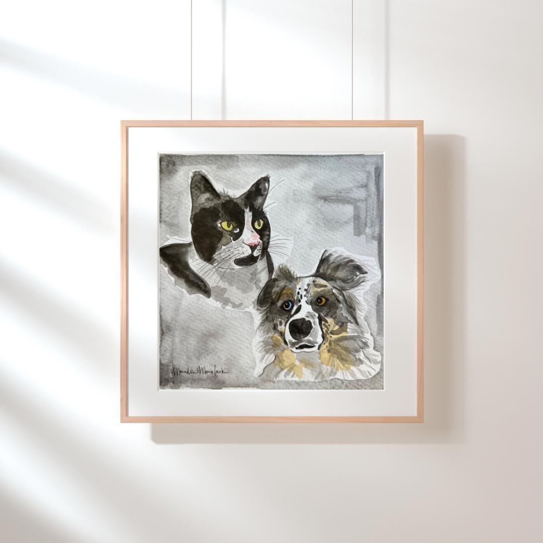 Custom Pet Portrait in Watercolor & Ink