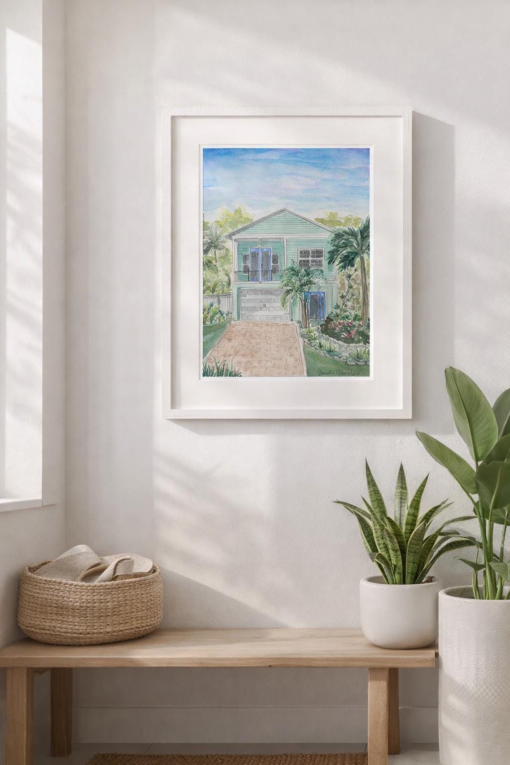 Custom Home Portrait in Watercolor & Ink