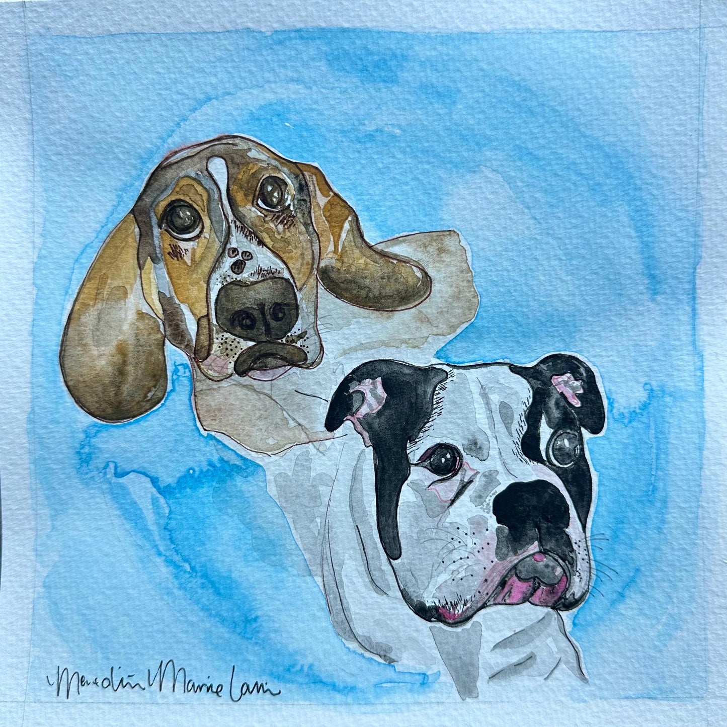 Custom Pet Portrait in Watercolor & Ink