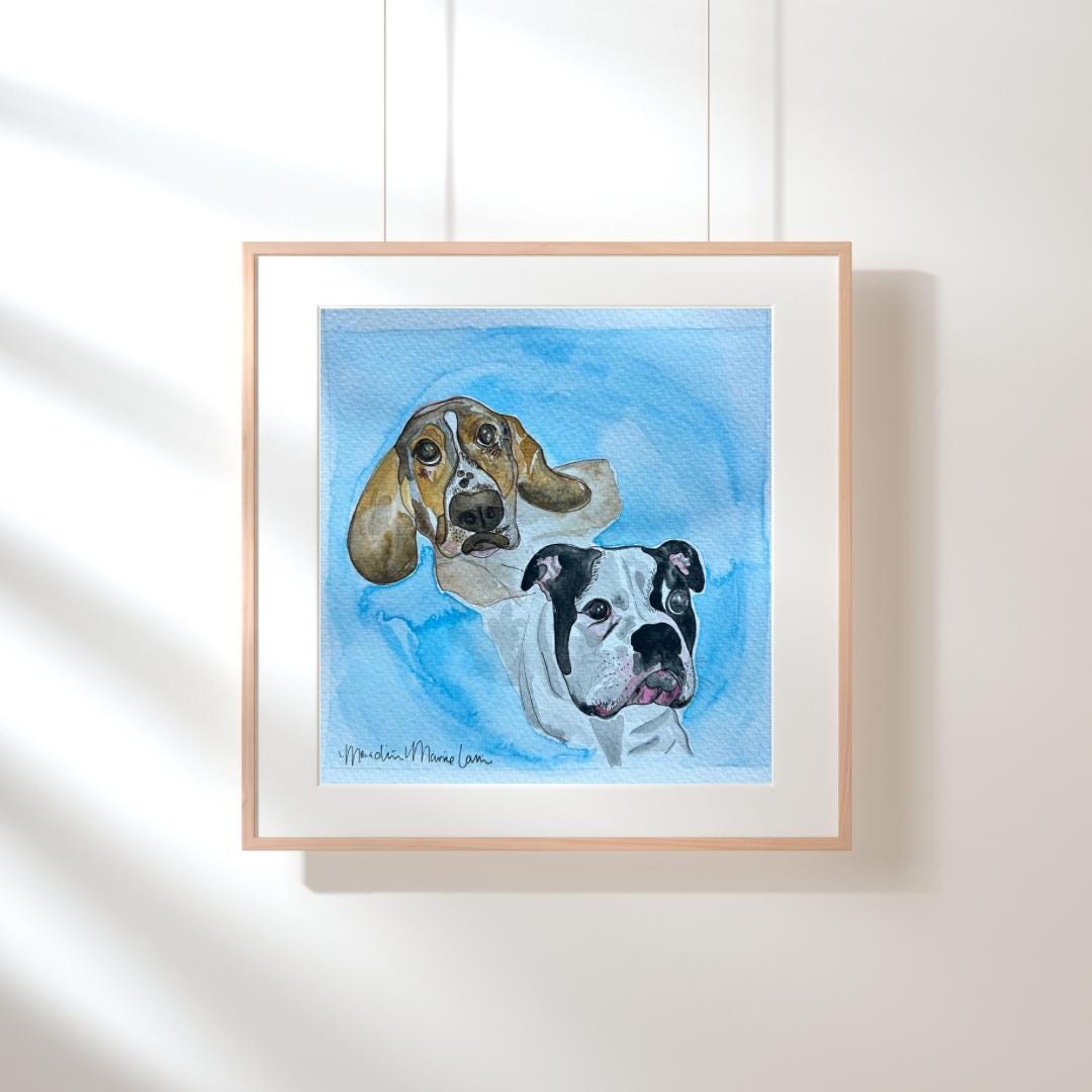 Custom Pet Portrait in Watercolor & Ink