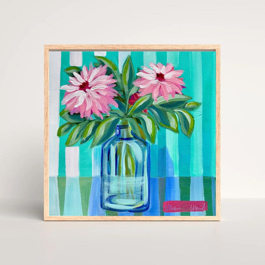 Original Acrylic Floral Bouquet Painting 12x12, Colorful Flower Canvas Art, Floral Wall Decor, Hand-Painted Home Decor